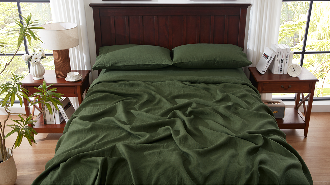 Linen Sheets Forest Green