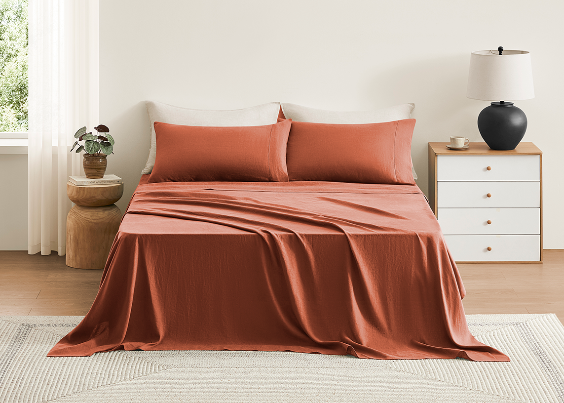 Linen sheets terracotta